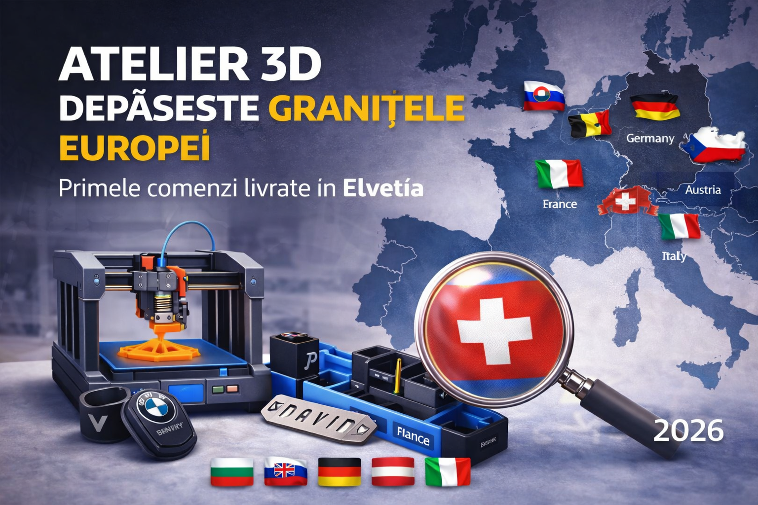 Atelier 3D livrează în Europa și Elveția