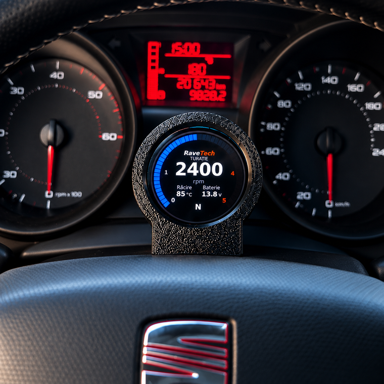 RaveTech Round 1.28 – Display OBD2 Digital Auto